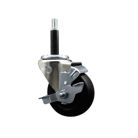 Service Caster 3.5'' Hard Rubber Swivel 3/4'' Expanding Stem Caster with Brake SCC-EX20S3514-HRS-TLB-34